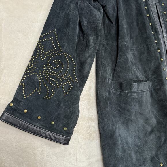 VTG Linea By Louis Dell'Olio Black Suede Leather Studded Western Jacket Size 1X - Picture 2 of 8
